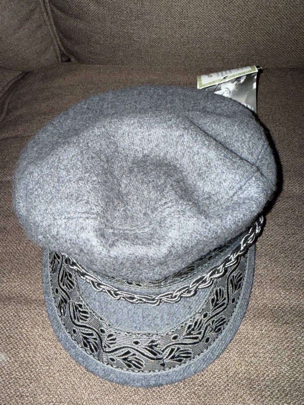 Authentic Greek Fisherman Cap Wool 85% Nylon 15%~GREY~ NWT - 56-7 Size